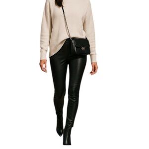 Smoke Rise Black Vegan Leather Moto Pants Size: Small